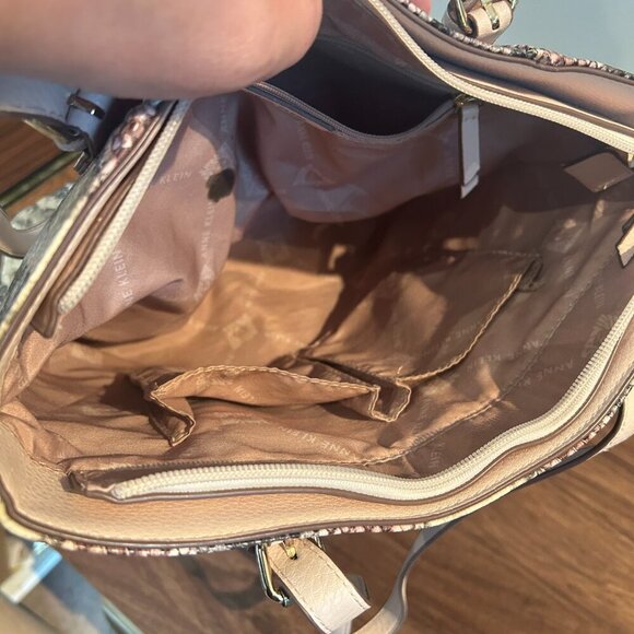 Anne‎ Klein Pink Beige Snakeskin Tote Purse Bag Vegan Leather Pockets Medium Sz - Picture 6 of 8